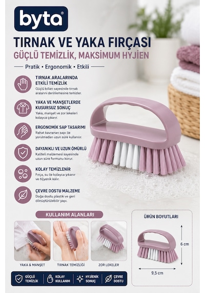 Tırnak Ve Yaka Temizleme Fırçası Ergonomik Saplı Çok Amaçlı Elde Çamaşır Ve Leke Çıkarma Fırçası 1 Adet Karışık Renk Gönderilir