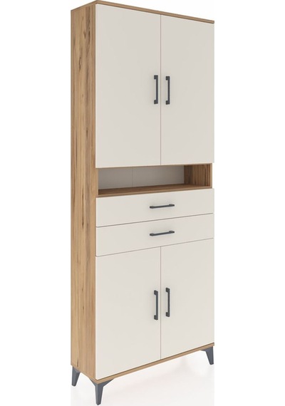 Arges Dolap 5 Raflı 2 Çekmeceli 4 Kapaklı 88x30x221 Çam-aytaşı Çam