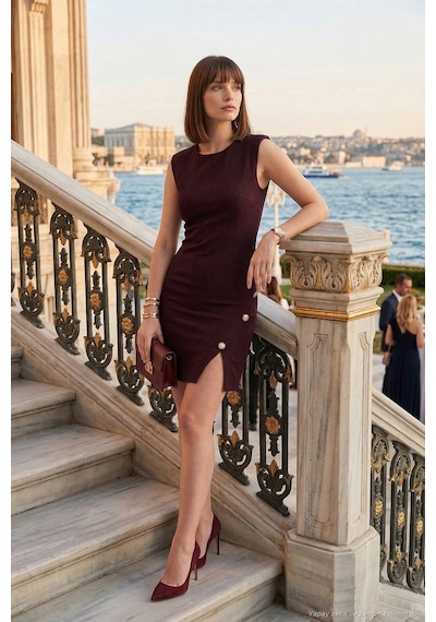 Lela Bayan Elbise 6525717 Bordo