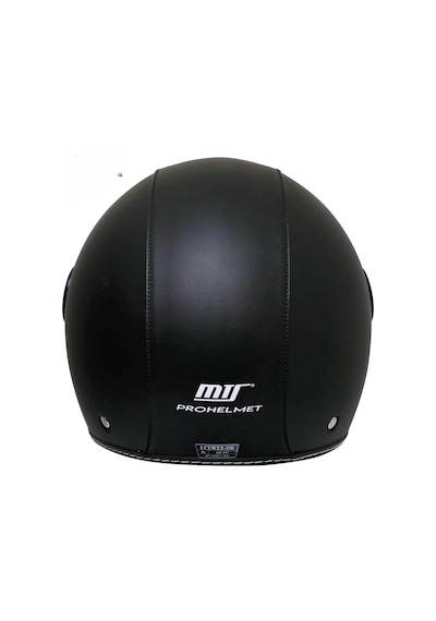 Motosiklet Yarım Deri Kask Siyah Vizör R22.06 Sertifika Fiber Material Black Leather Motor Kaskı Siyah