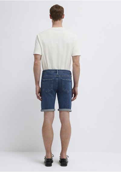 Mavi - Brian Premium Blue Puslu Koyu Mavi Jean Şort 04184a3304