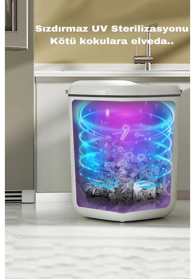 Baysa Sensörlü Çöp Kovası Mutfak Banyo Ofis 20l Uv Işıklı Kova