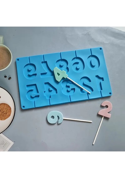 Silikon Rakamlı Lolipop Kalıbı Kek Pop Şeker Atıştırmalık Pişirme Ve Mum Kalıbı Kahverengi