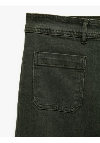 Koton Normal Bel Cep Detaylı Kısa Geniş Paça Denim Pantolon - Culotte Jeans Ovd 7wal40301md