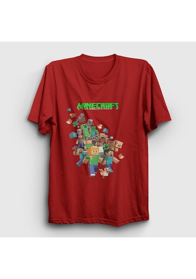 Presmono Unisex All Minecraft T-shirt Kırmızı