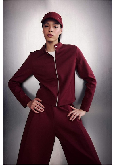 Defacto Standart Fıt Dik Yaka Skuba Dalgıç Kumaş Fermuarlı Sweatshirt G1172ax26spbr115 Bordo-br115