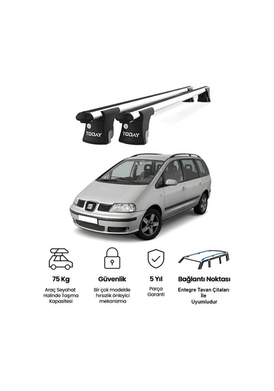 Trio-ı Seat Alhambra 2001-2009 Uyumlu Kilitli Ara Atkı 135cm Port Bagaj Tavan Barı