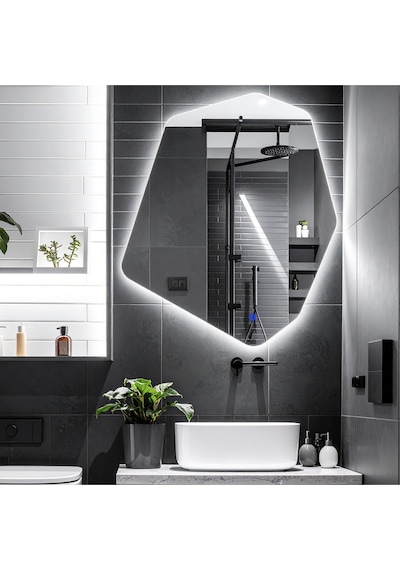 Vortex Beyaz Led'li Lavabo & Banyo Aynası Dokunmatik Sensörlü 90 X 76