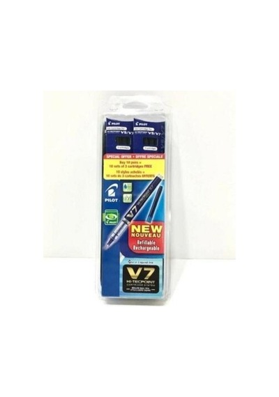 Pilot V7 Hı-Tecpoınt (M) 0,7MM Kartuşlu Kit Mavi SET