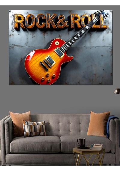 Rock & Roll Gitarı Dekoratif Kanvas - Mdf Ahşap Tablo