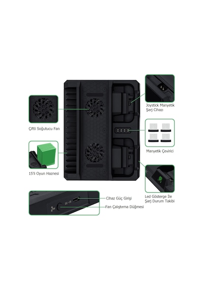 Dobe Oyun Hazneli Göstergeli Xbox One-X-S Şarj Stand Soğutucu