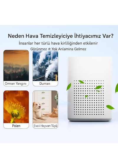 H13 Hepa Filtreli Hava Temizleyici, Aktif Karbon Filtreli, Sessiz Ve Kompakt Tasarım, 360 Hava Dolaşımı Diğer