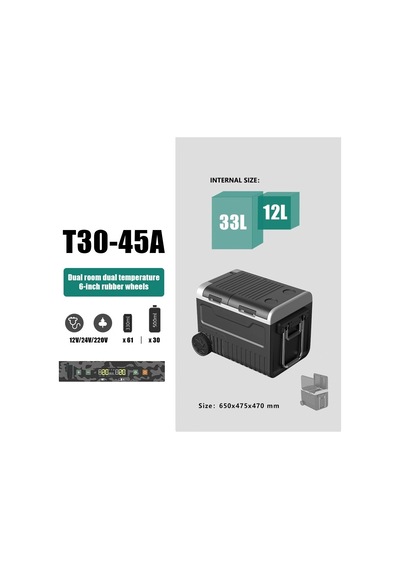 Mlfr-su-t30-45 Araç Buzdolabı 45 Litre Çift Bölmeli 12v - 24v Ve 220v İle Çalışabilir