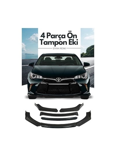 4 Parça Ön Lip Universal Ön Tampon Eki Piano Black Siyah Renk