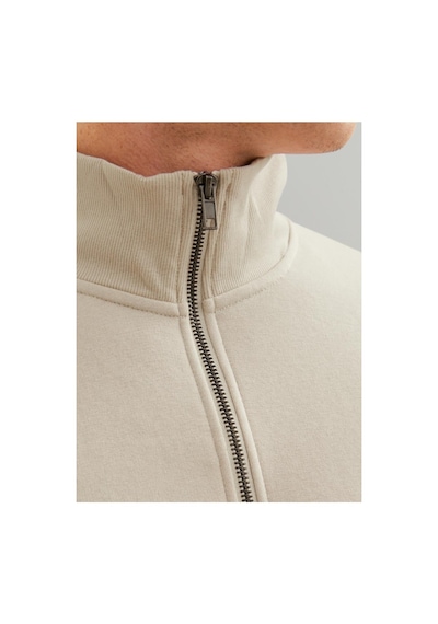 Jack & Jones Jjebradley Sweat Half Zıp Moonbeam 12250747 Krem
