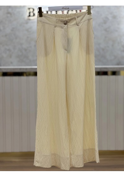 Sentez Sz-5636-k Kemik Renk Abelia Kısa Geniş Paça Pantolon Çok Renkli