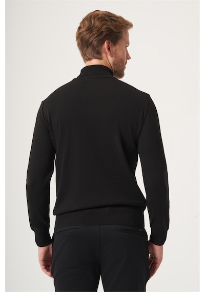 İmza Siyah Balıkçı Yaka Uzun Kol Örme Comfort Fit Pamuklu Kazak 1012265004