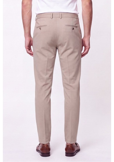 Comfort Fit Rahat Kalıp Yan Cep Pamuklu Dokulu Bej Pantolon P 1219