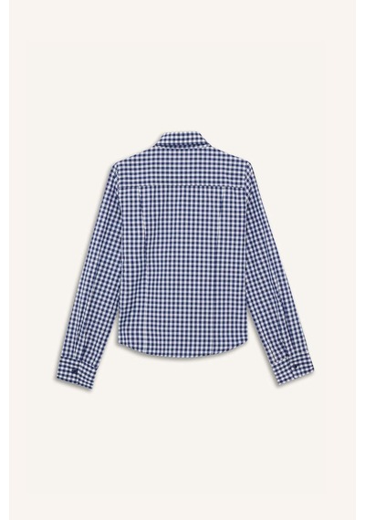 Defacto Coool Fitted Kareli Poplin Uzun Kollu Gömlek F9285ax25aunv241 Lacivert
