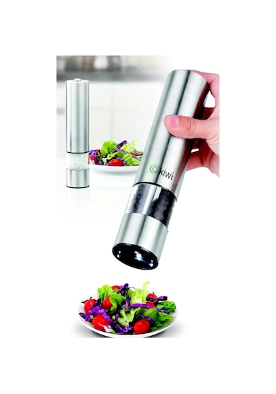 2li Set Kiwi Kspg 4806 Pilli-led Işıklı Otomatik Tuz-karabiber Değirmeni 2li Set Gri