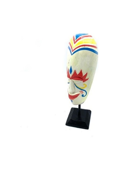 Stantlı Beyaz Mask Totem El Yapımı 30 Cm