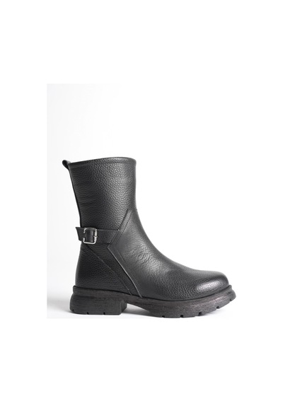 Analin Shoes Kadın Hakiki Deri Kemer Detaylı Günlük Bot Siyah