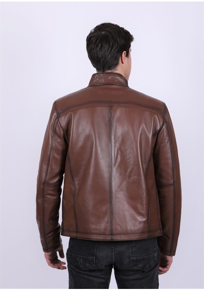 New Zaya Leather Erkek Açık Kahverengi Deri Mont (468603729) Açık Kahverengi