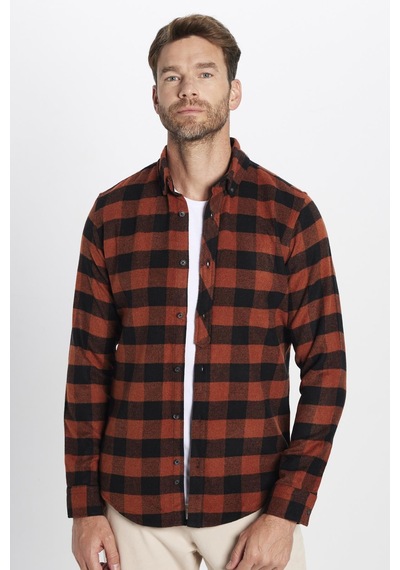 Tudors Erkek Slim Fit Dar Kesim Oduncu Düğmeli Yaka Kareli Kışlık Gömlek-32269 Çok Renkli Tudors Erkek Slim Fit Dar Kesim Oduncu Düğmeli Yaka Kareli Kışlık Gömlek-32269 Çok Renkli