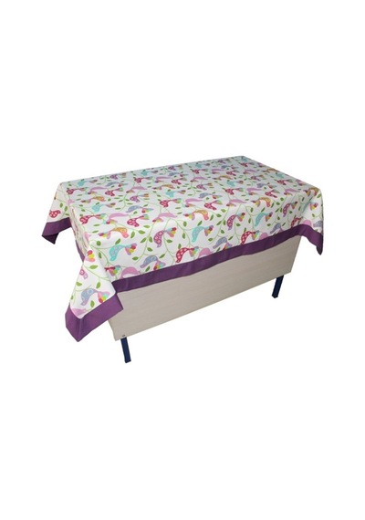 Kuş Desenli Öğretmen Masa Örtüsü (Pamuklu-Bantlı)