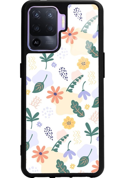 Oppo Reno5lite Minik Çiçekler Tasarımlı Glossy Telefon Kılıfı Çok Renkli