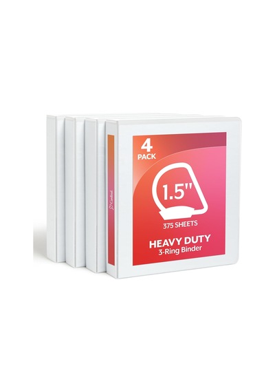 Kardinal 3,8 Cm D-ring View Bağlayıcı Madde, Paket Başına 4, Her Biri 1 X Siyah, Mavi, Yeşil Ve Kırmızı 29300 Beyaz