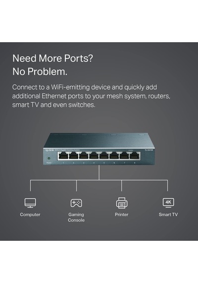 Tl-sg108, 8-port 10/100/1000 Mbps Gigabit Ethernet Switch 5 V Harici Güç Adaptörü