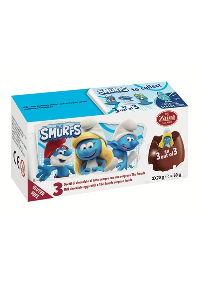 Zaini Şirinler Smurfs Sürpriz Çikolatalı Yumurta 3'lü 1 Paket