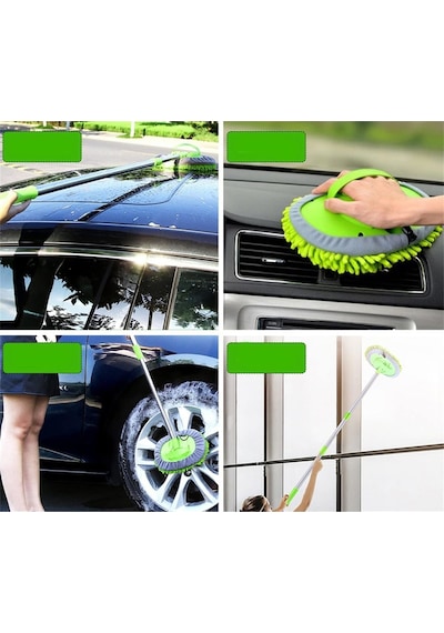 Universal Uyumlu Oto Yıkama Seti Mop Mikrofiber Bezli Teleskopik Saplı