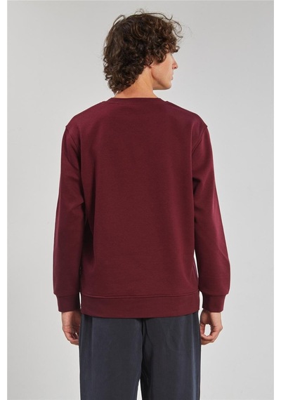 Barrels And Oıl Bisiklet Yaka Logolu Erkek Sweatshirt - Bordo Bordo