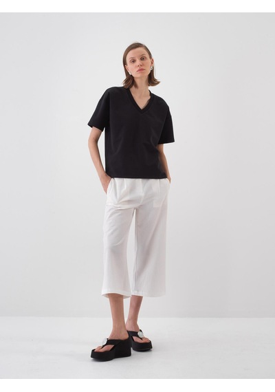 Xint Siyah Pamuk Dokulu Oversize Tişört 602455