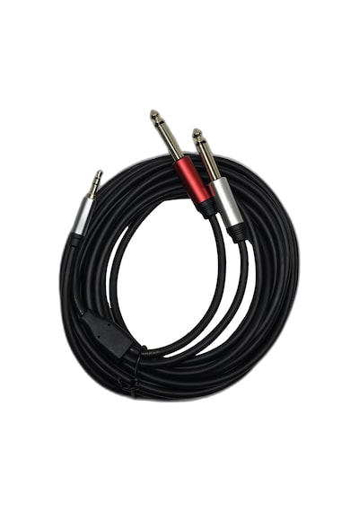 5 Metre 3.5 Mm To 2 X 6.35 Mm Ses Kablosu - Aux To Çivi Jak Mikser Ve Amfi Bağlantı Kablosu