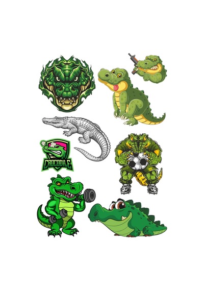Timsah Sticker Set-1 8 Parça Telefon, Tablet, Defter, Laptop Sticker
