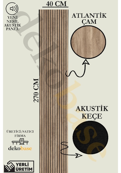 Atlantik Çam 40x270 Yeni Nesil Akustik Ahşap Duvar Paneli