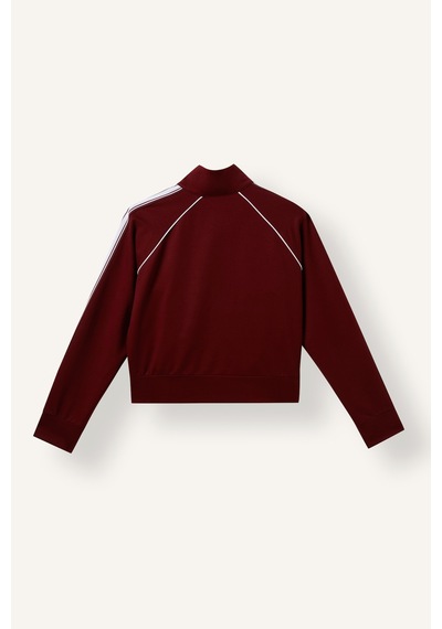 Defacto Standart Fit Dik Yaka Şerit Detaylı Fermuarlı Basic Sweatshirt Hırka I8957ax26aubr115 Bordo-br115
