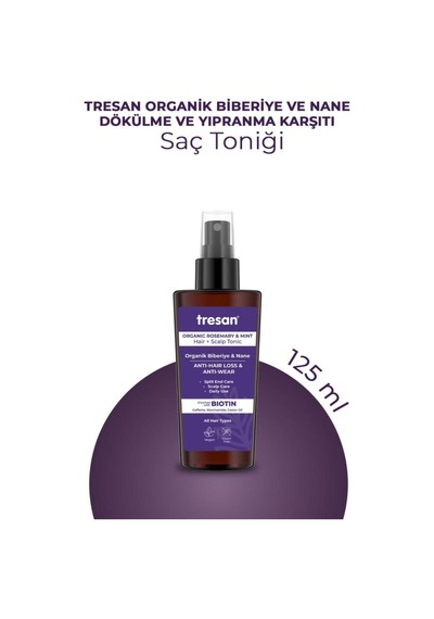 Organik Biberiye & Nane Dökülme Karşıtı Kompleks Saç Toniği Biotin Ve Kafein 125 Ml