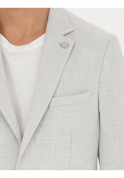 Pierre Cardin Açık Gri Ex. Slim Fit Keten Karışımlı Ceket 50285142-vr001