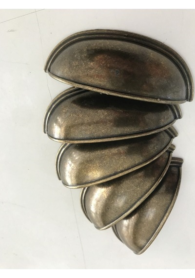 5 Adet Tas Midye Çanak 64 Mm Antik Sarı Dolap Çekmece Vestiyer Mo