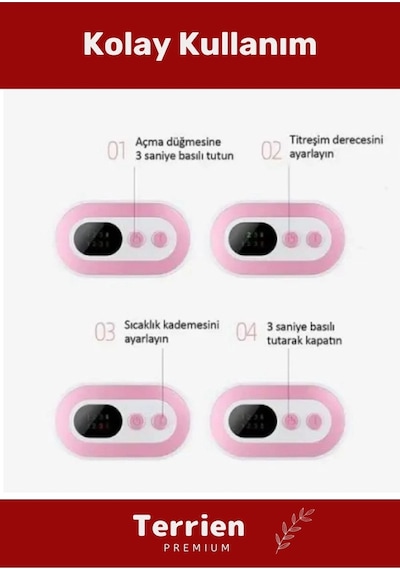 Terrien Premium Yeni Seri Dijital Bel Sırt Kas Karın Sıcaklık Titreşim Ayarı Masaj Özellik Adet Kemeri Çok Renkli