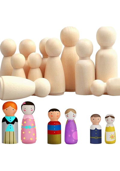 Ahşap Dekoratif Peg Aile Boyama Seti Altı Farklı Boy Ve Boyalı Se