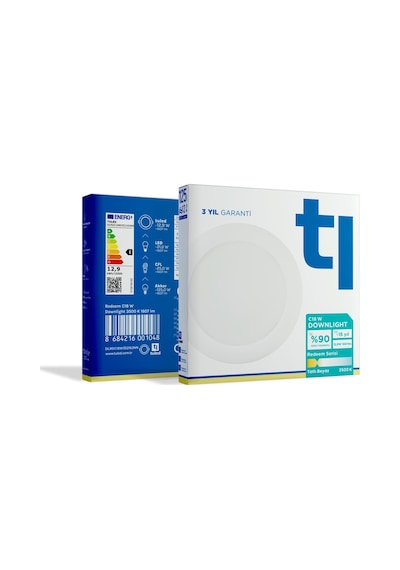 Redeem C18W Downlight, Titreşimsiz, Göz Konforu, 1607 Lümen, Tatlı Beyaz, 3500 Kelvin Beyaz