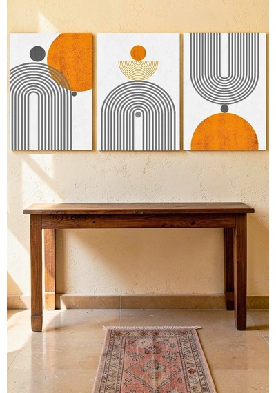 3'lü Bohem Minimalist Ahşap Mdf Tablo Seti Geometrik Salon Duvar Dekorasyonu, Estetik Oda Dekoru