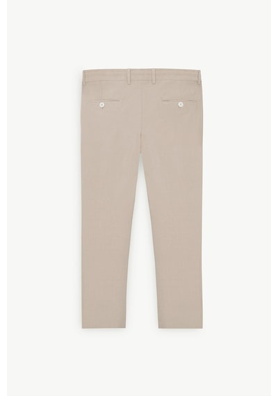 AC&Co / Altınyıldız Classics Erkek Bej Slim Fit Dar Kesim Beli Bağlamalı Yan Cep Gofre Desenli Pantolon Bej