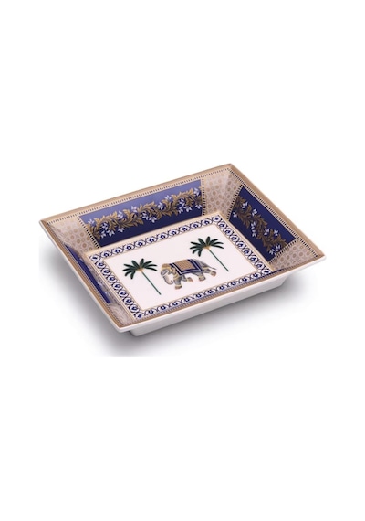 Pozzi Milano Porselen Dekoratif Tabak 19,5 X 15,5 Cm Mor
