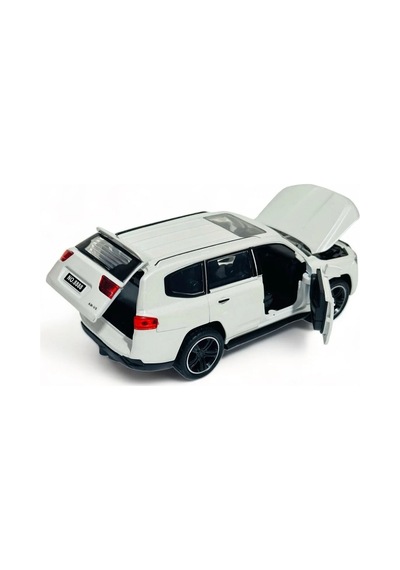 1:32 Metal Çek Bırak Lüks Arazi Aracı Toyota Land Cruiser Model Oyuncak Araba - Sesli Işıklı Beyaz
